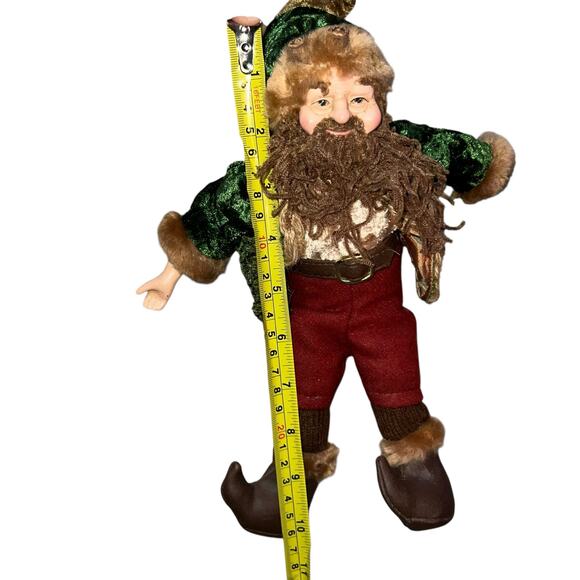 Shelf sitter whimsical holiday christmas green velvet bearded elf pointy shoes - Picture 5 of 5